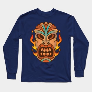 Funny Tribal Tiki Head Long Sleeve T-Shirt